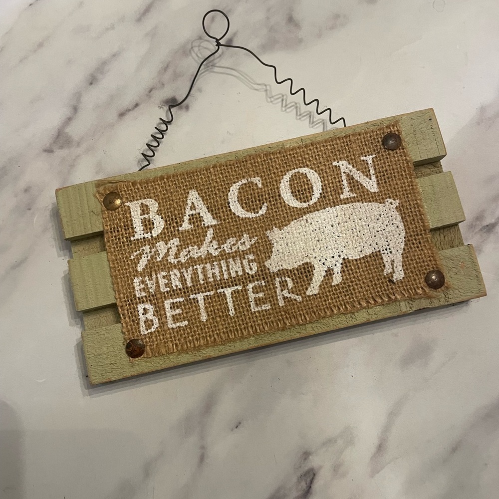 Rustic Bacon Sign with Pig Design - Picture 2 of 2